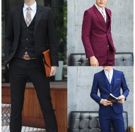 2PCS JACKET+PANTS Set Men Suits Plus Size Business Office Suits Male Wedding Party Blazer Bridegroom Groomsman Tuxedos Formal Compere Apparel Slim Fit Suits