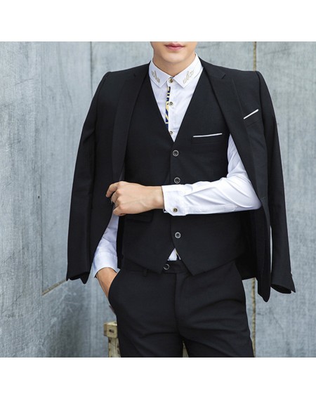 2PCS JACKET+PANTS Set Men Suits Plus Size Business Office Suits Male Wedding Party Blazer Bridegroom Groomsman Tuxedos Formal Compere Apparel Slim Fit Suits