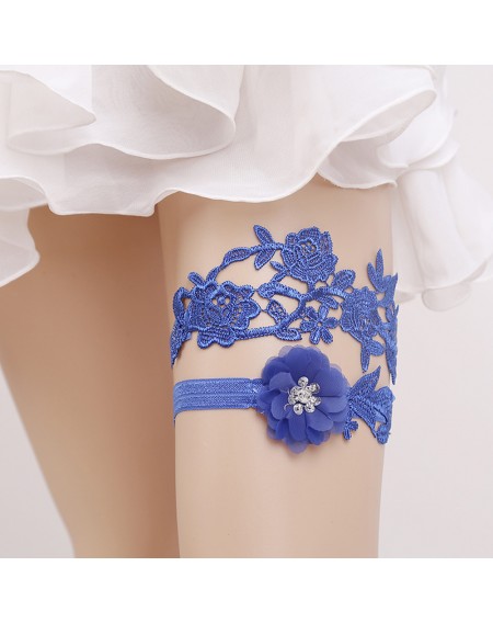 Women Wedding Lace Garters with Sequined  Female Bride Embroidery Floral Leg Garter Ladies Beautiful Thigh Ring
